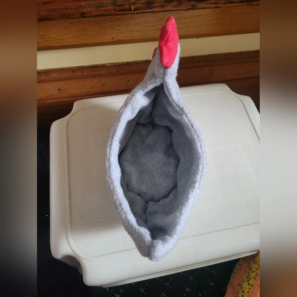 Handmade Cozy Fleece Gray Collapsible Chicken Hen Basket Bin